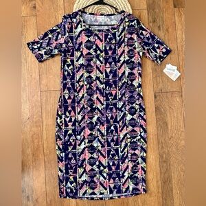 NWT LuLaRoe Julia Style Geometric Patterned Dress - size XL